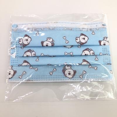 China Cartoon Non-Woven Blue Dog Children Three-Layer Flu Designer Protective Non-Woven Face Mask 3-Ply Earloop Non-Woven Disposable Face Mask for sale