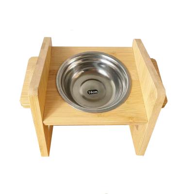 China Viable Custom Factory Wholesale Dog Wheels Adjustable Sizes Cat Dishes Raised Pet Feeder Elevated Rustic Bamboo for sale