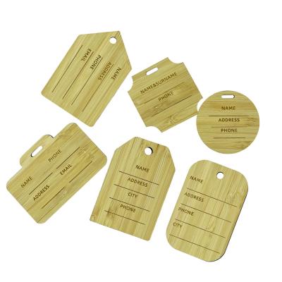 China Wholesale Wooden Laser Engraving Customized Wooden Logo Bamboo Luggage Tag For Souvenirs Or Gifts for sale