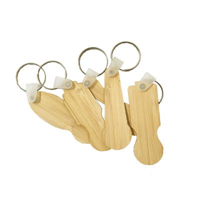 China Custom Personalized China Fashion Design Gifts Bamboo Laser Engraving Shopping Trolley Token Coin Key Chain for sale