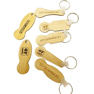 China Hot Selling China Factory Custom Key Chain Bamboo Wooden Trolley Holder Coin Key Chain Token Key Chain In Bulk Direct Shopping for sale