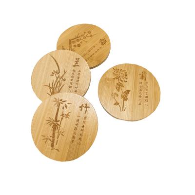 China Custom Natural Eco-Friendly Sustainable Wooden Bambu Square Heat Insulation Mat Pads For Bamboo Drink Coasters for sale