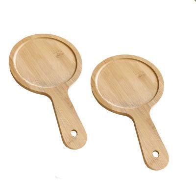 China Viable Wholesale Natural Bamboo Pizza Cutting Board With Handle Pizza Paddle Skin Serving Tray Wooden Bamboo Cheese Tray for sale