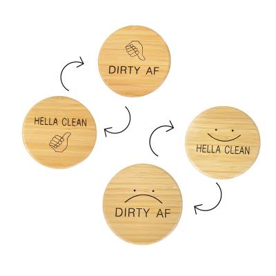 China Shape Round High Quality Clean And Dirty Dishwasher Amazing Sign Bamboo Magnets for sale