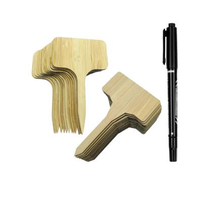 China Bamboo 50 Pcs Plant Tag Bamboo Wood Plant Tag T-Type Markers Pen For Garden Potted Plant for sale