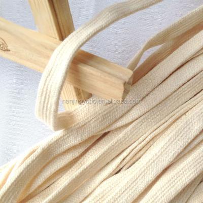 China YQ-RF18 Hot Sustainable Wind Up Flat Cotton Rope 1cm Wide White For Sport Suits Laces for sale