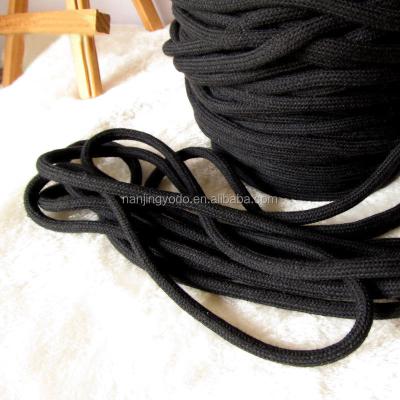 China YQ-RY31 6-7mm Sustainable Black 100% Cotton Braided Rope For Pants Waist for sale