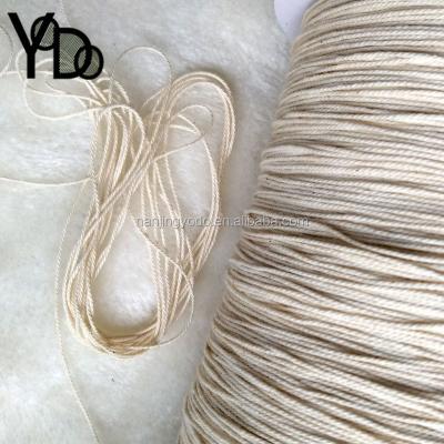 China YQ-RY67 Sustainable Natural Color 3 Strand Thin Yarn Twisted Cotton Rope 1mm for sale