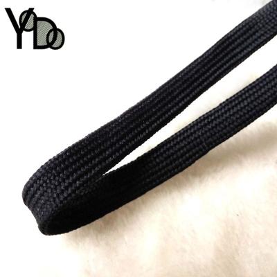 China YQ-RF20 Sustainable Cheap Price Black 1cm Flat Tubular Rope For Boots for sale