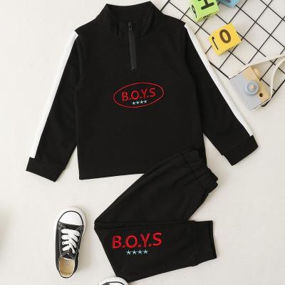 China Autumn Clothes Sportswear Kids Embroideries Formal Medium Design Boys Long Sleeve Clothing Set for sale