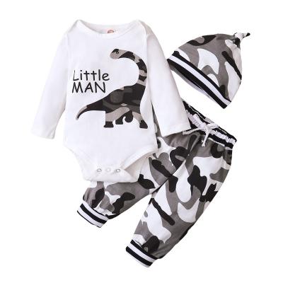 China Baby Boy Autumn Toddler Dinosaur Animal Printing Formal Dress + Camouflage Pants Teams Clothing Sets for sale