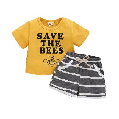 China Wholesale price occasional letter except bees stick figure bee baby clothing set for sale