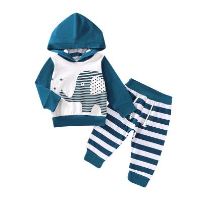 China Breathble New Arrival Autumn Fashion Elephant Cartoon Print Cozy Baby Clothing Set for sale