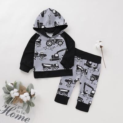 China Lovely Cartoon Comfortable Car Printing Baby Boy Girl Breathble Sweater Kids Clothing Set for sale