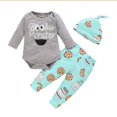 China Cute Wearable Baby Romper Cotton Three Pieces Boys Clothes Sets for sale