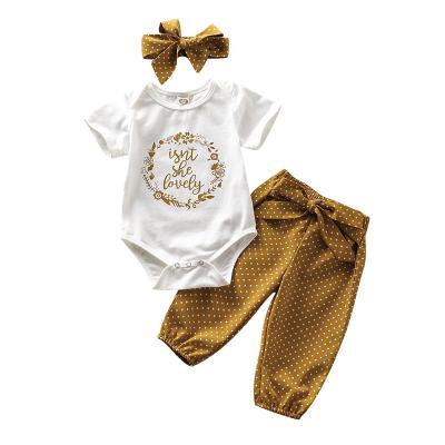 China Casual Wholesale Short Sleeve Clothes Infant Babies Clothing Set for sale