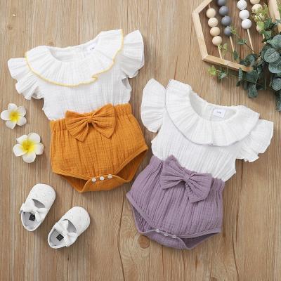 China Casual Newborn Breathable Flying Sleeve Jumpsuit Toddlers Kids Summer Babies Romper for sale