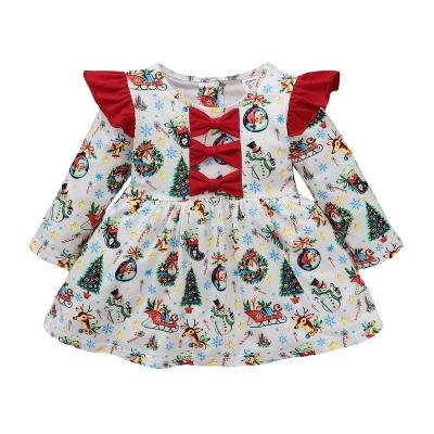 China Wholesale Christmas Newborn Princess Santa Claus Christmas Tree Snowman Dry Cleaning Printing Babies Dress for sale