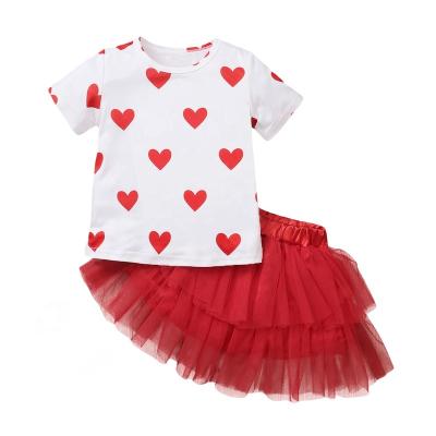 China Cute Casual Girls Valentine's Day Kids Skirt Clothes Infant Baby Clothing Set for sale