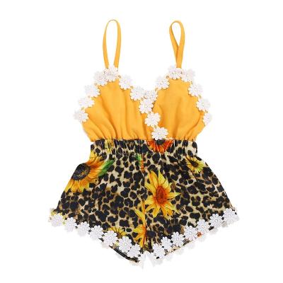 China Lovely Leopard Fashion Baby QUICK DRY Cute Flower Lace Infant Clothes for sale