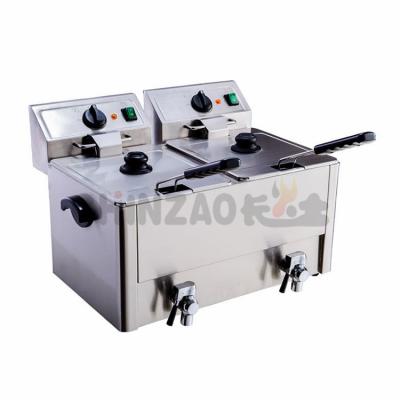 China Frying Snacks Countertop Dual Tank Deep Fryers With Faucet Commercial Induction Deep Fryer for sale