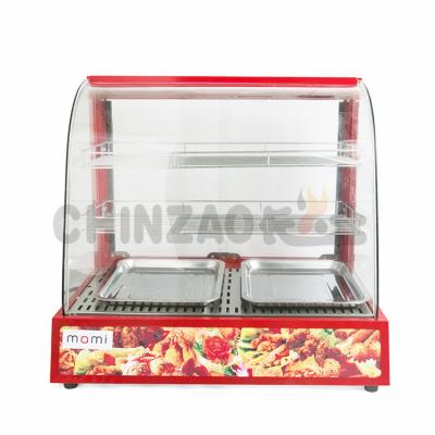 China Red Painted Electric Iron Body Worktop Glass Food Warmer Display Showcase Fast Food Restaurant Equipment for sale