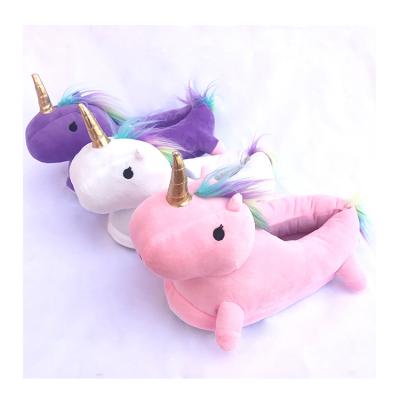 China Fashion Lady Plush Animal Unicorn Soft Warm Warm Slippers Rainbow Winter Multi-design Shoes Indoor Slippers for sale