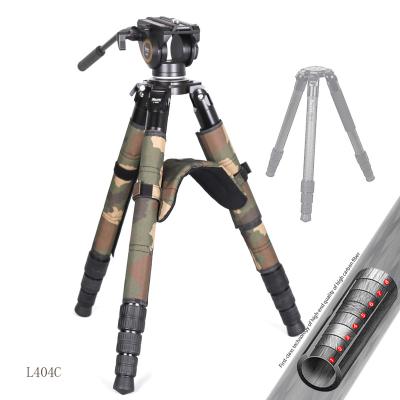 China Professional XILETU L404C+Shoulder Digital Camera Photographic Equipment Carbon Fiber Tripod Camouflage Hunting Tripod for sale