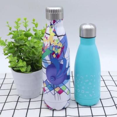 China Custom PORTABLE Gym Double Color Wall Sublimation Stainless Steel Water Bottle Flask Shaped For Vacuuming Insulated Water Bottles for sale