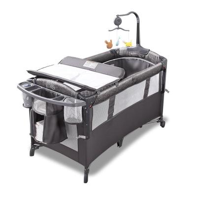 China Classic Cheap Multi Function Mobile Cuna Folding Baby Crib Playpen Foldable Portable Babies Crib Playard Baby Hutch for sale