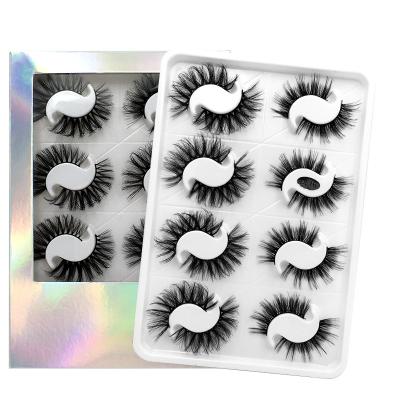 China Long 8 Pairs Laser False Eyelash Extension Waterproof Synthetic Lashes Natural Popular Multilayer Thick Custom Packing Transparent Box for sale