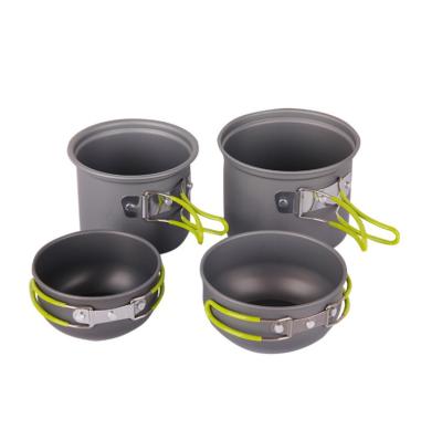 China 2 or 3 Person Aluminum 4 in 1 Outdoor Mess Aluminum Kit Camping Picnic Camping Cookware Pot for sale