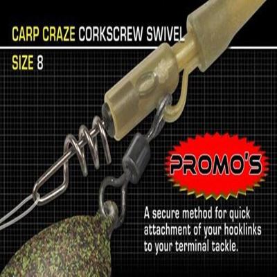 China Carp Fishing Corkscrew Swivels UK Size 8 Quick Change Swivels Spinner Ronnie Fishing Tackle Rolling Swivels Accessories Swivels for sale