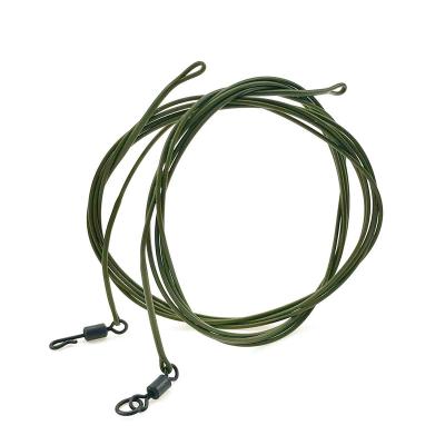 China Weed Green Color Sink Line Carp Fishing Hooklink Braided Head Rigs Head With Swivel 100cm for sale