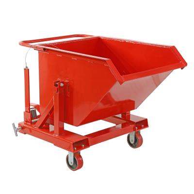 China Red Self Dumping Dumpsters 7000LBS Forklift Dump Bin Compact for sale