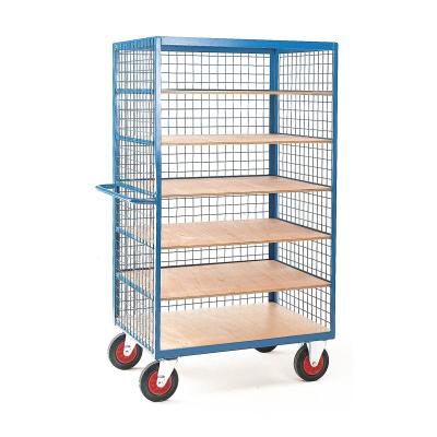 China 500KGS 6 Shelving Carts On Wheels Heavy Duty Shelf Trolley Metal Fab for sale