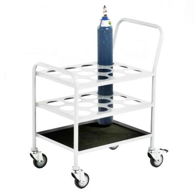 China Small Oxygen Gas Cylinder Cart Fabrication O2 Tank Cart White for sale