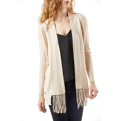 China 2021 Ladies solid color cardigan top anti-pilling computer knitted tassel long sweater casual knit cardigan for sale