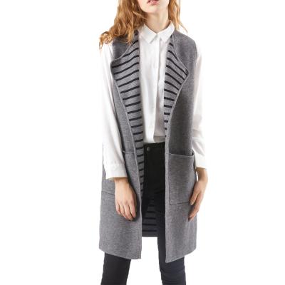 China Breathable Spring Womens Long Solid Color Sleeveless Knit Cardigan for sale