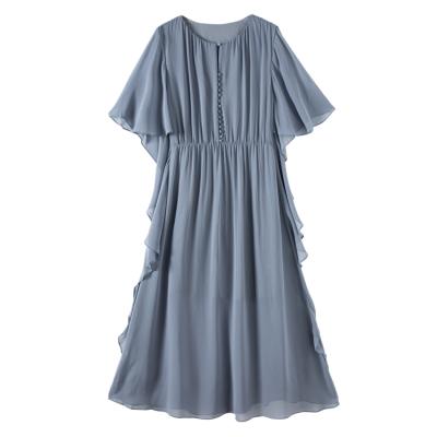 China High Quality Round Neck Pleated Skirt Long Women's Dress Traditional Ladies Official Ladies Dresses Anti-Static for sale