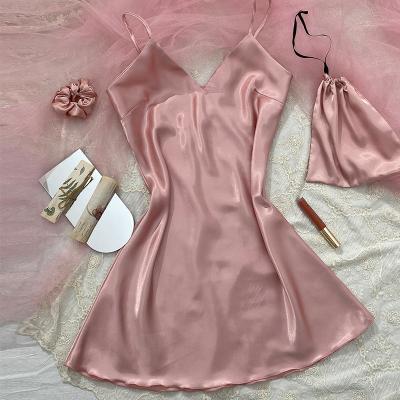 China QUICK DRY fashionable sexy thin ice silk pajamas sling bride robe silk pajamas sets for women silk for sale