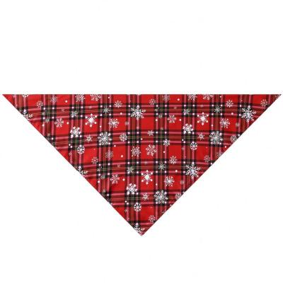 China New Design CHONGWANWU Dog Christmas Scarf Bandana Christmas Double Sided Snowflake Plaid Pet Viable Triangle Scarf Products for sale