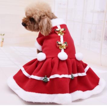 China Viable Wholesale Red CWW Ropa De Lujo Para Perro Dress Christmas Dog Cat Clothes for sale