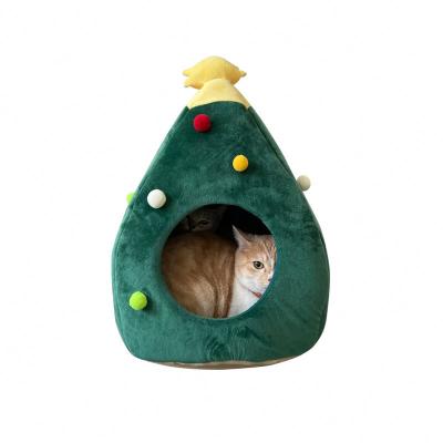 China CWW Christmas Tree Shape Breathable Bed For Cats Pet Cat Dog House Kennel Puppy Cave Winter Warm for sale