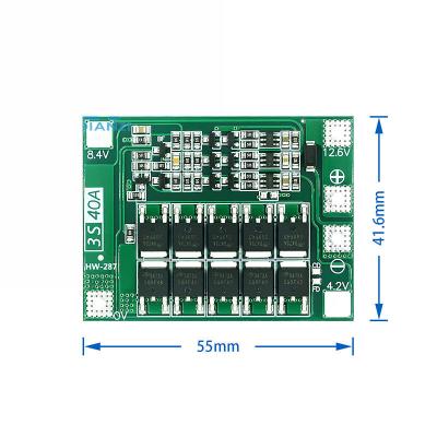 China convertidor de DC DC del tablero de la protección de la batería de litio de 3S 11.1V 12.6V 40A 18650 en venta