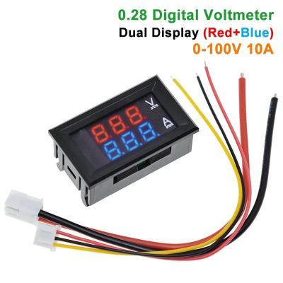 China DC 0-100V 10A Digital Volt Amp Meter Ac 0.28