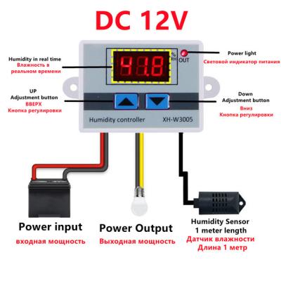 中国 XH-W3005デジタルの湿気のコントローラーDC 12V 24V 220V 10A 0~99%RH 販売のため