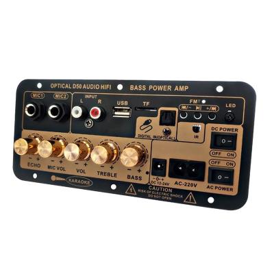 Cina D50 Amplifier Board Con Audio Ottico Bluetooth AMP USB FM Radio TF Player Subwoofer audio fai da te Auto in vendita