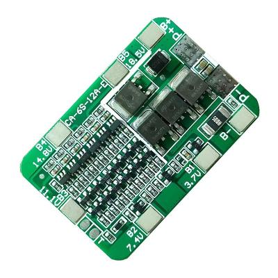 China PCB BMS Protection Board For 6 Pak 18650 van 6S 12A 24V Module van de het Lithiumbatterij van Li de ionen Te koop