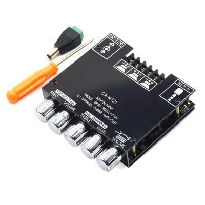 China CA-MT21 2.1 Channel BT 5.0 Subwoofer Amplifier Board 2*50W+100W 12-24V AMP+BT for sale